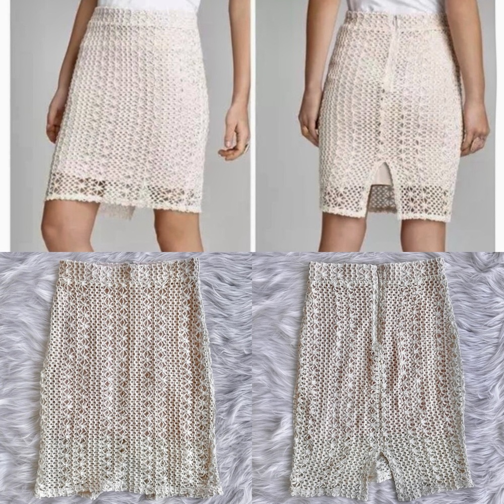 Free People -white ivory cream crochet knit skirt